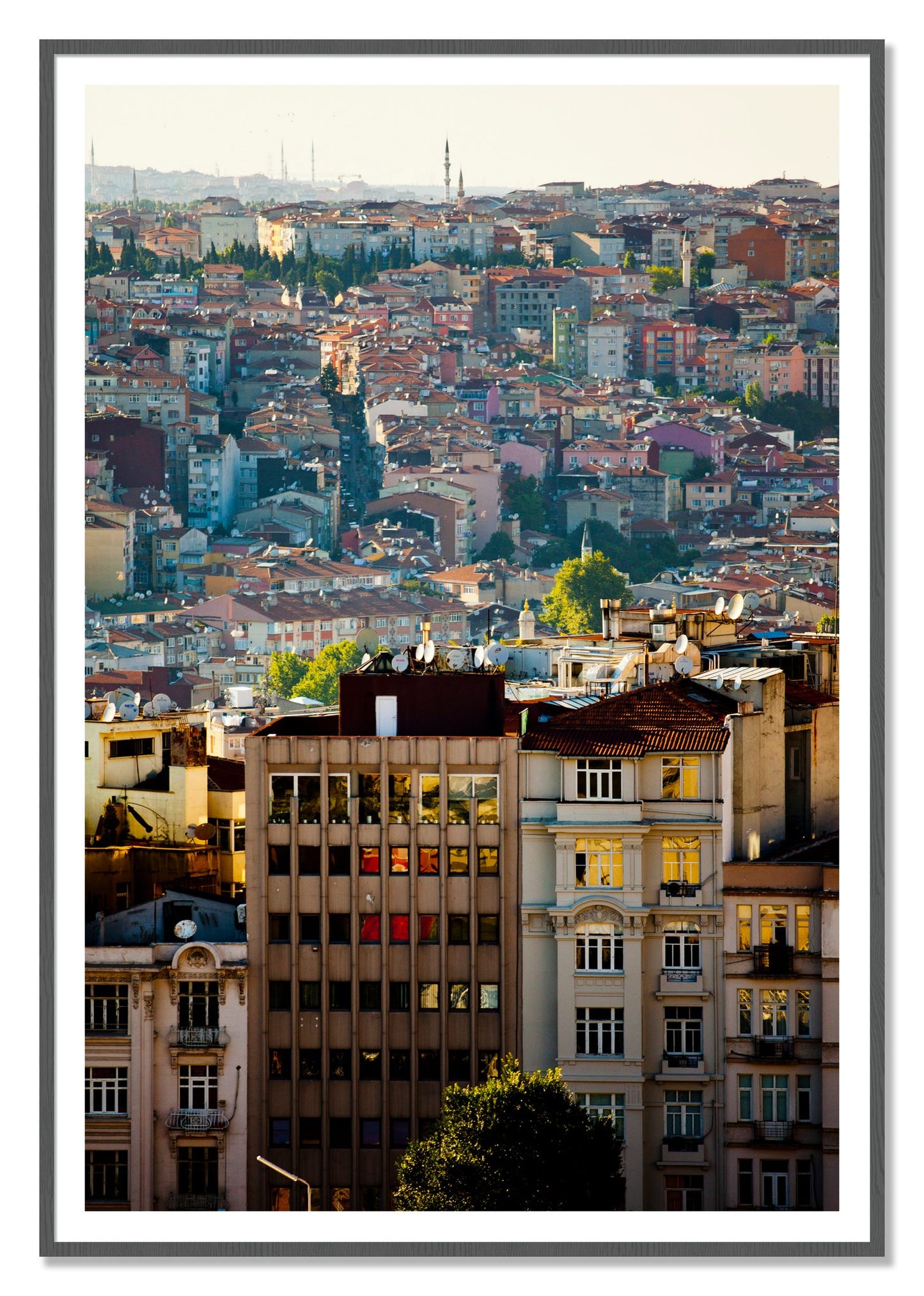 Urban Color by Dylan Ozanich, 48×72 print with a White Border in a Grey frame