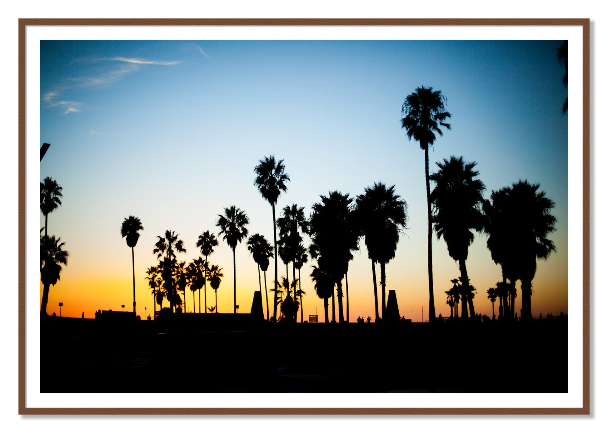 Venice Beach by Dylan Ozanich, 48×72 print with a White Border in a Walnut frame