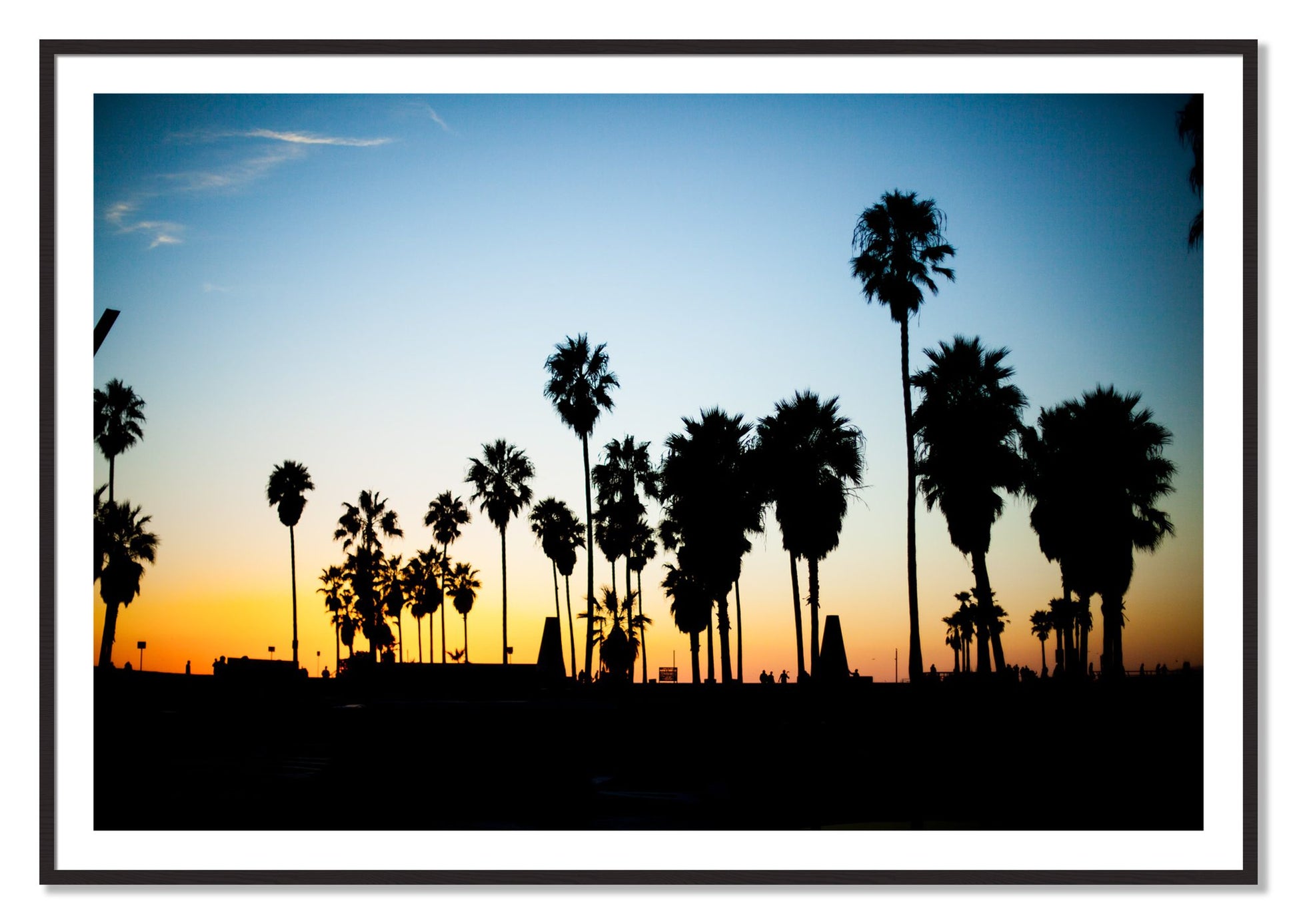 Framed photograph of Venice Beach by Dylan Ozanich, Black Walnut frame, Borders
