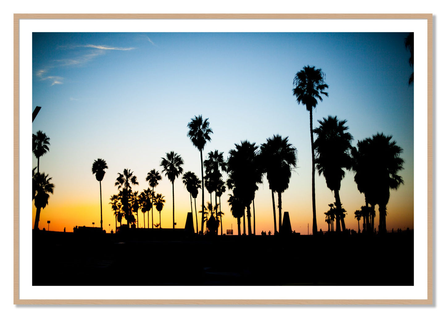 Framed photograph of Venice Beach by Dylan Ozanich, Oak frame, Borders