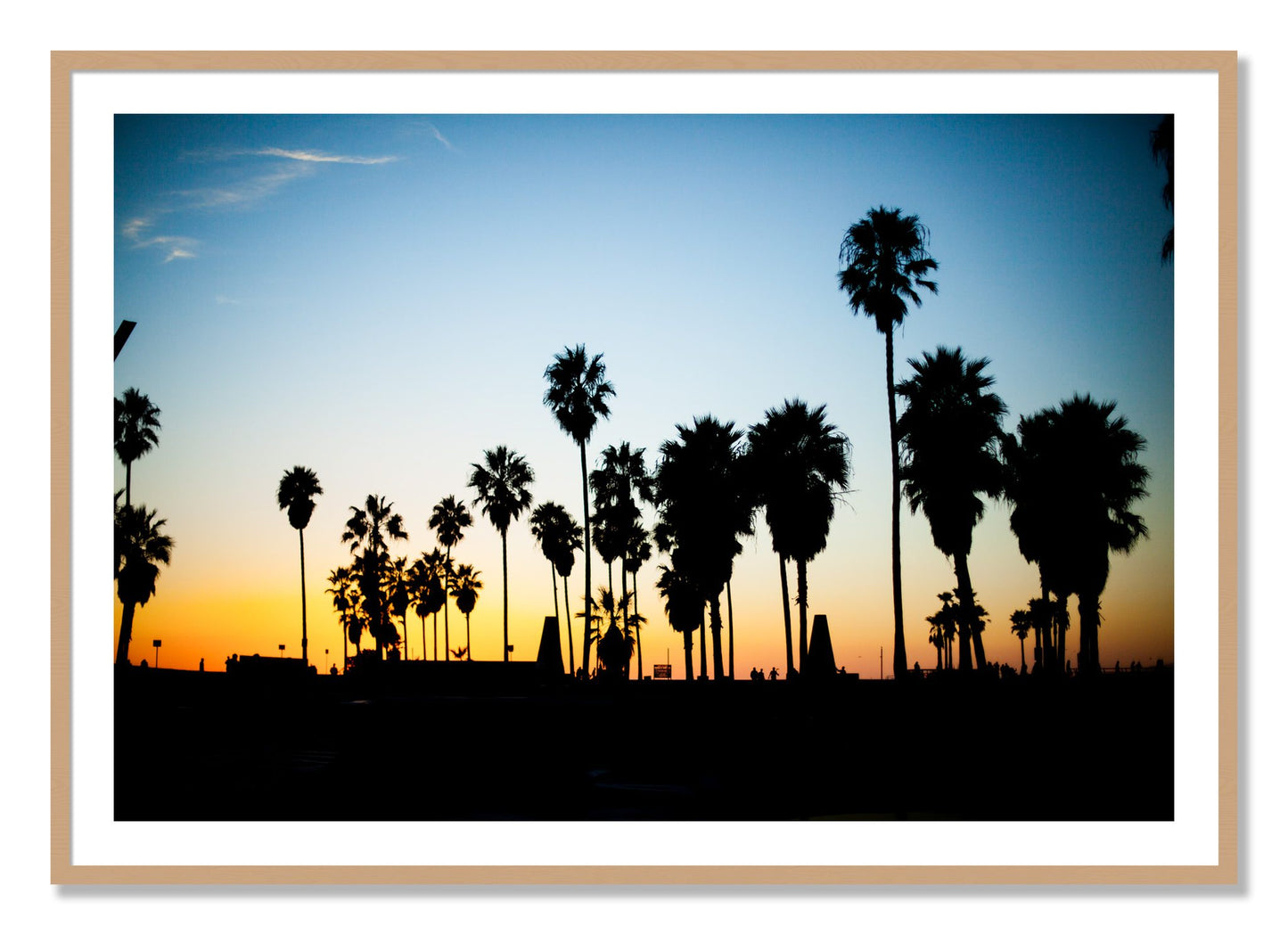 Framed photograph of Venice Beach by Dylan Ozanich, Oak frame, Borders