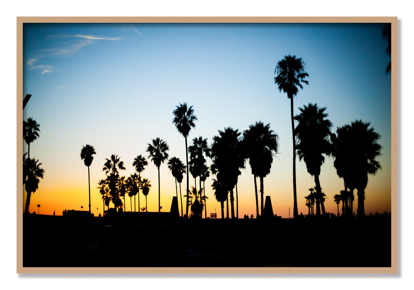 Framed photograph of Venice Beach by Dylan Ozanich, Oak frame, Full Bleed