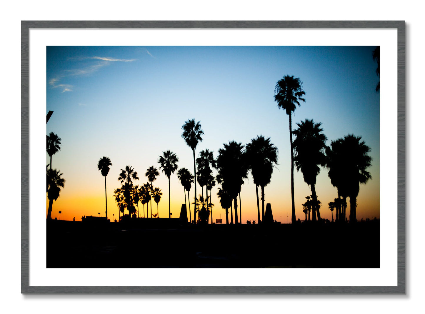 Framed photograph of Venice Beach by Dylan Ozanich, Grey frame, Borders