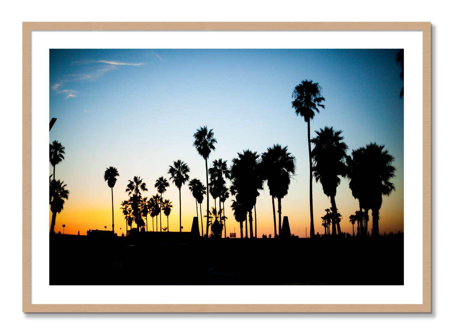 Framed photograph of Venice Beach by Dylan Ozanich, Oak frame, Borders