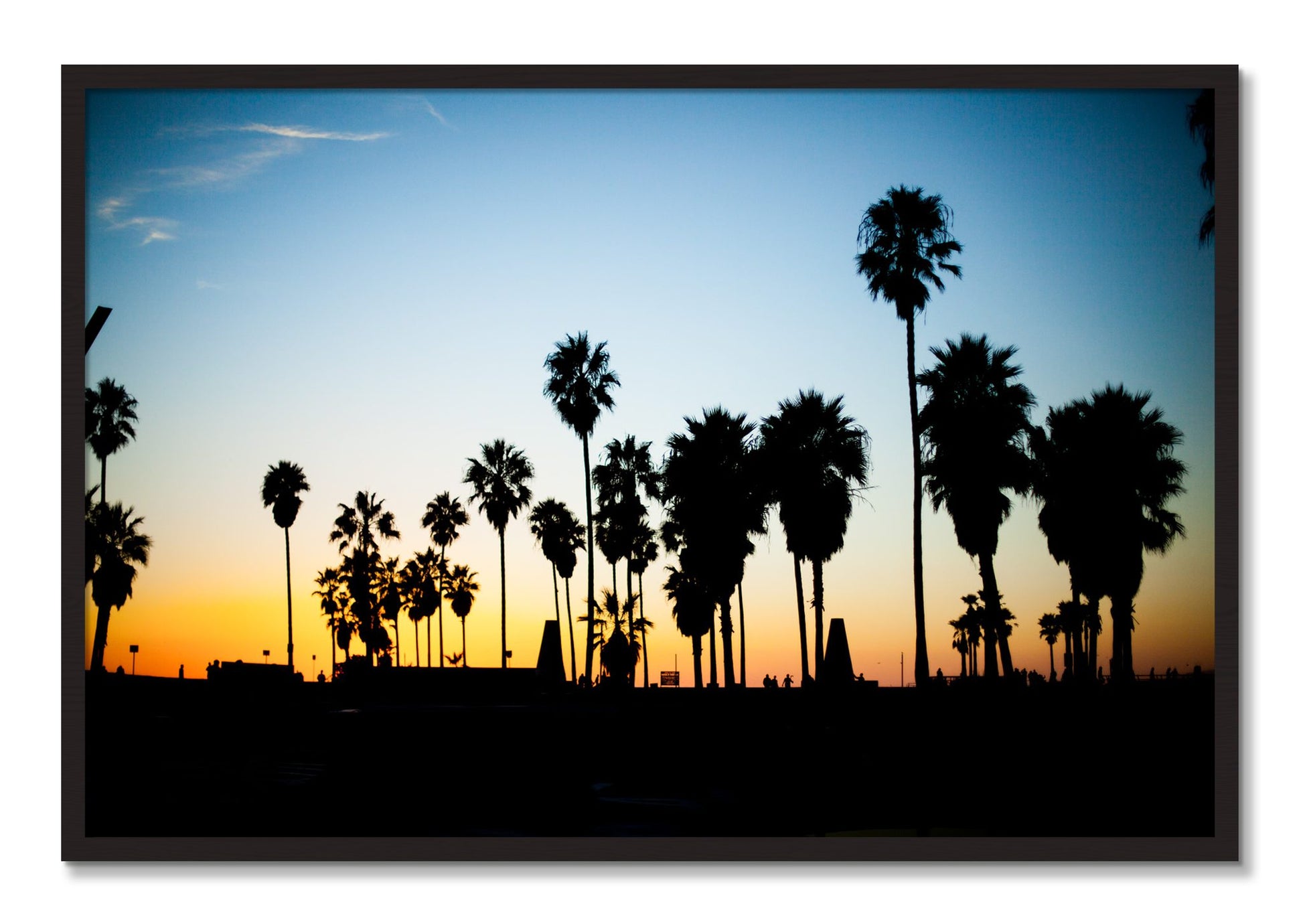 Framed photograph of Venice Beach by Dylan Ozanich, Black Walnut frame, Full Bleed