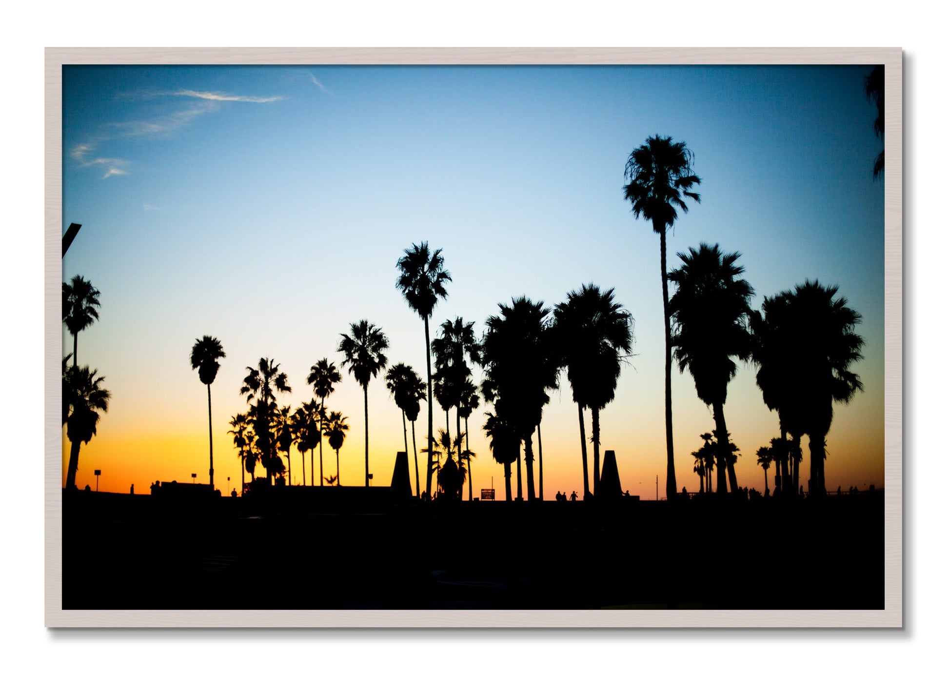 Framed photograph of Venice Beach by Dylan Ozanich, White Maple frame, Full Bleed