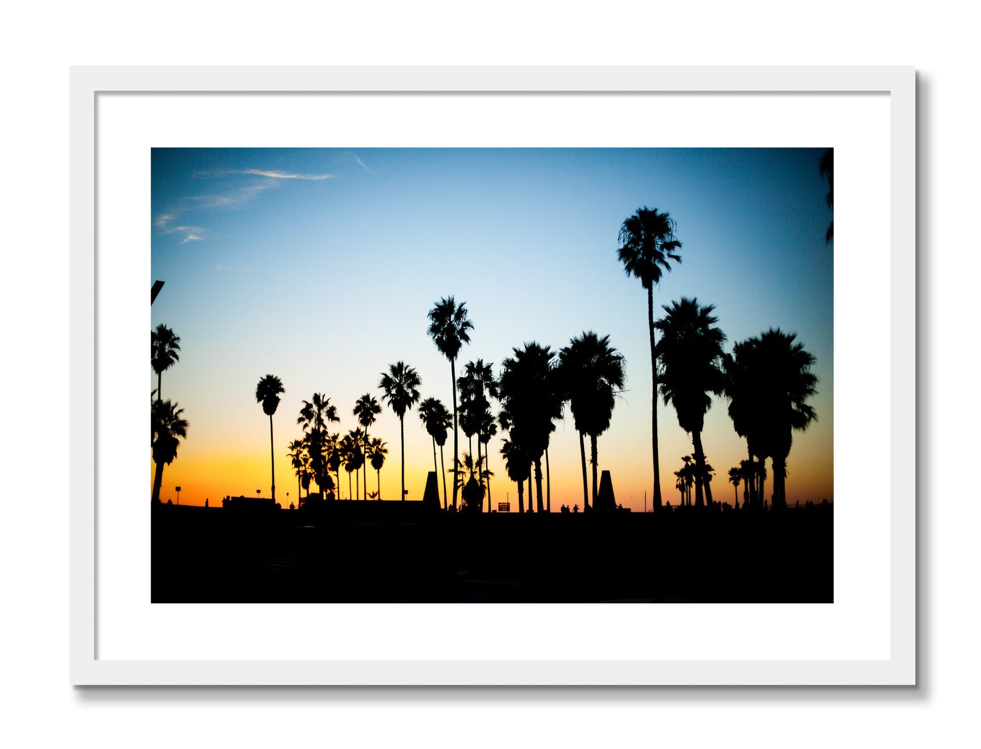 Framed photograph of Venice Beach by Dylan Ozanich, White frame, Borders