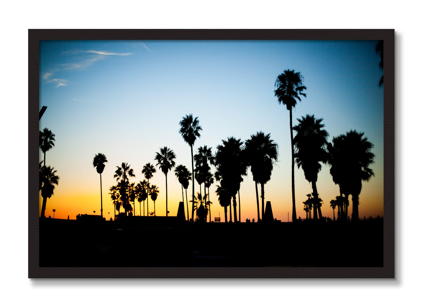 Framed photograph of Venice Beach by Dylan Ozanich, Black Walnut frame, Full Bleed