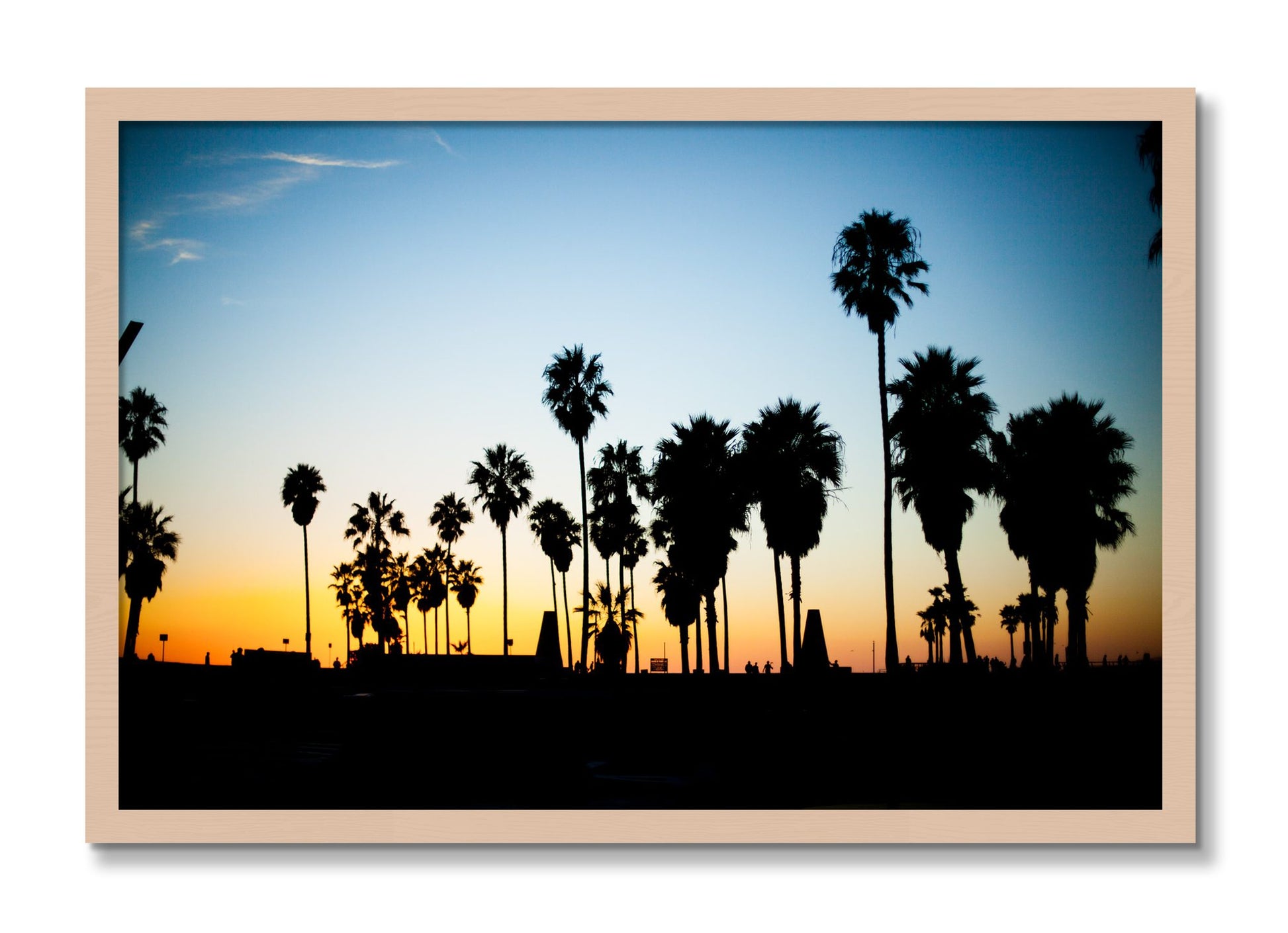Framed photograph of Venice Beach by Dylan Ozanich, Maple frame, Full Bleed