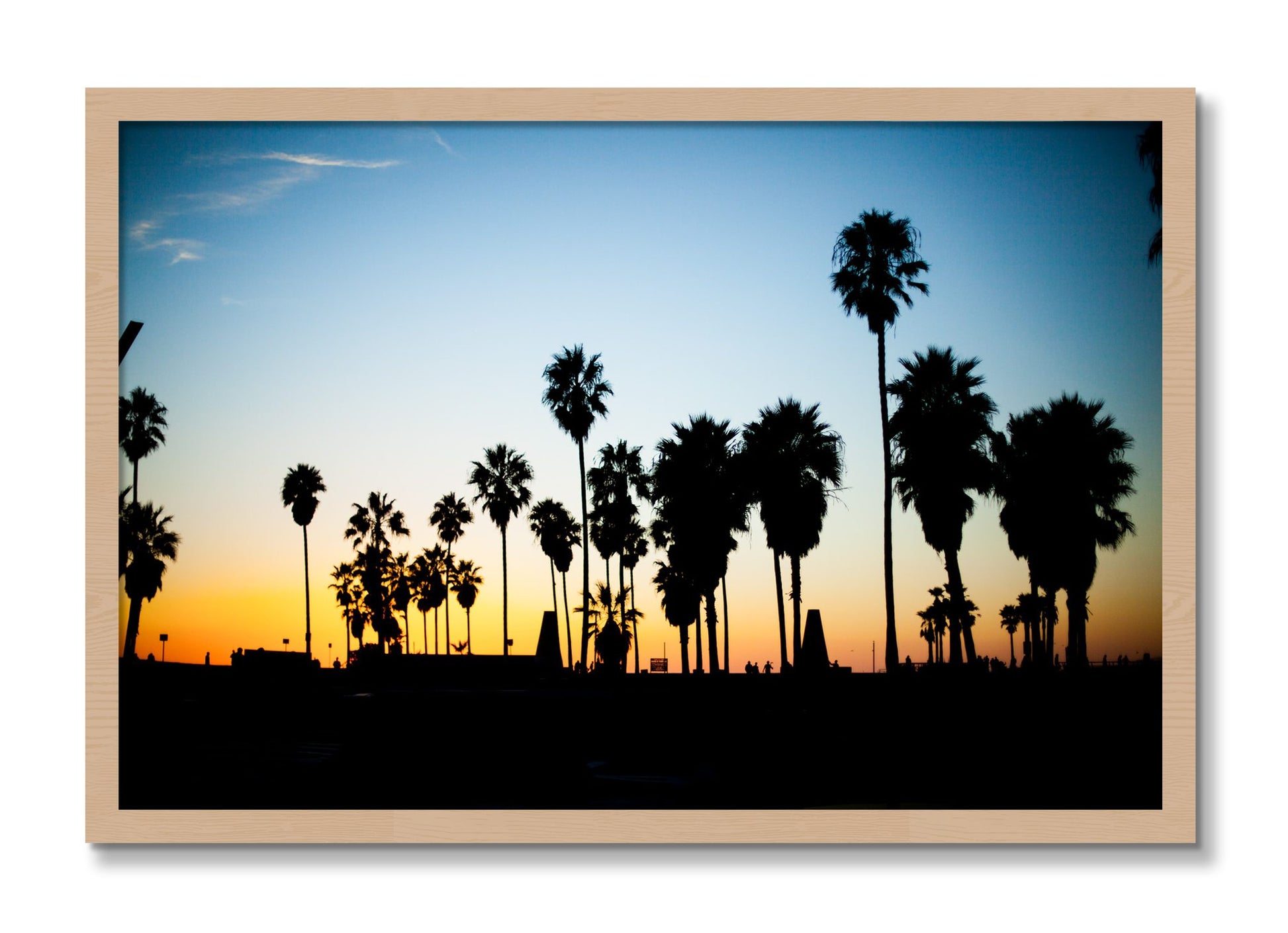 Framed photograph of Venice Beach by Dylan Ozanich, Oak frame, Full Bleed