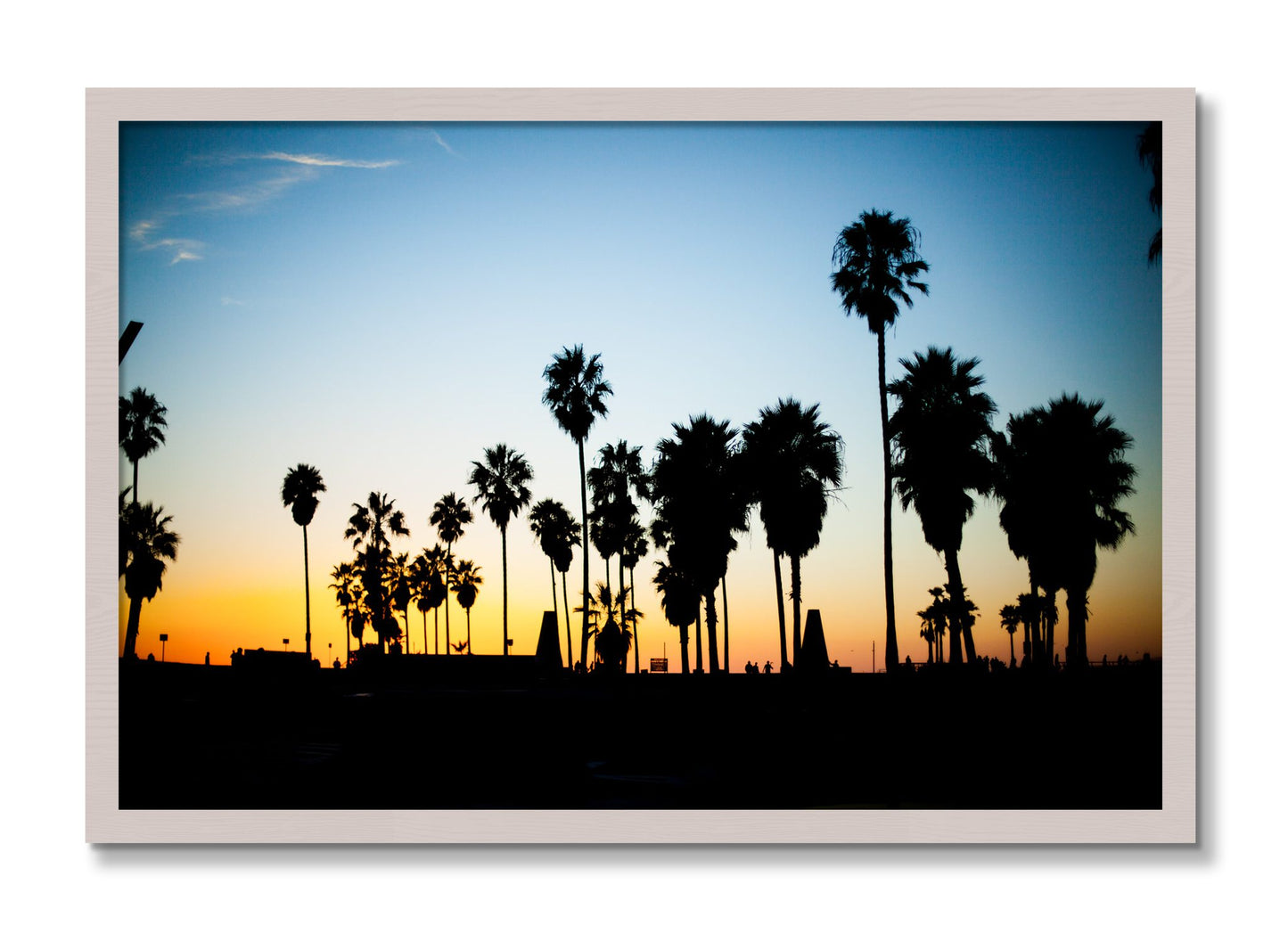 Framed photograph of Venice Beach by Dylan Ozanich, White Maple frame, Full Bleed