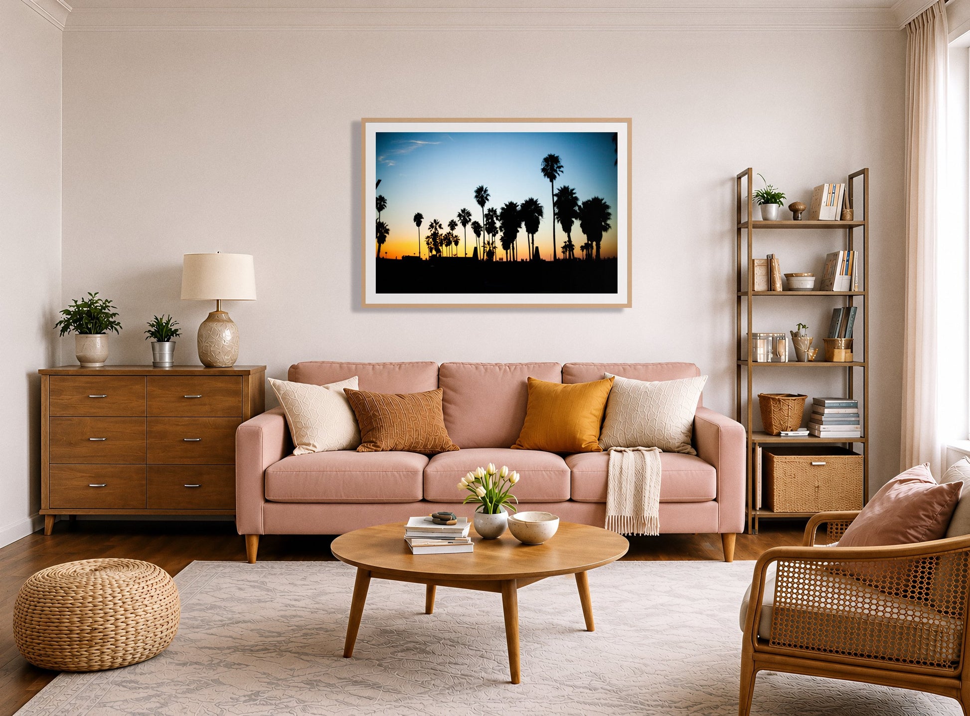 Framed photograph of Venice Beach by Dylan Ozanich displayed on a wall