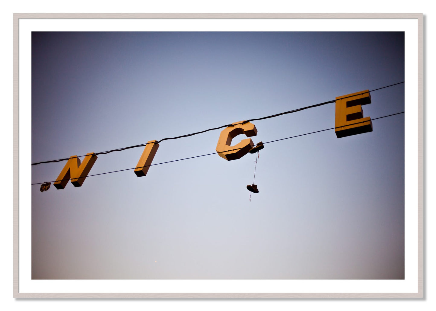 Framed photograph of Venice by Dylan Ozanich, White Maple frame, Borders