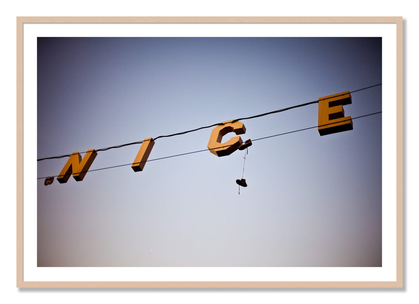 Framed photograph of Venice by Dylan Ozanich, Maple frame, Borders