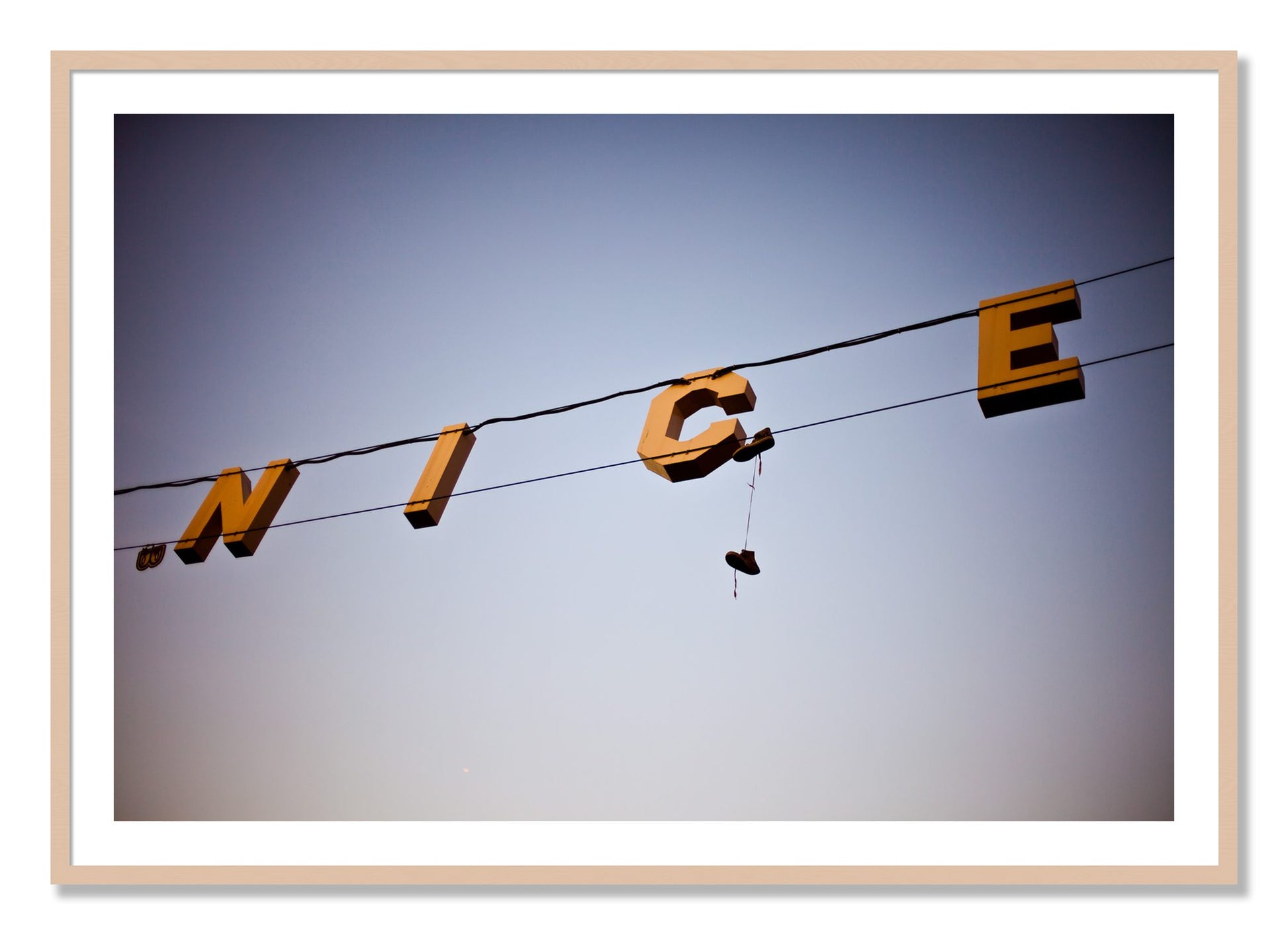 Framed photograph of Venice by Dylan Ozanich, Maple frame, Borders