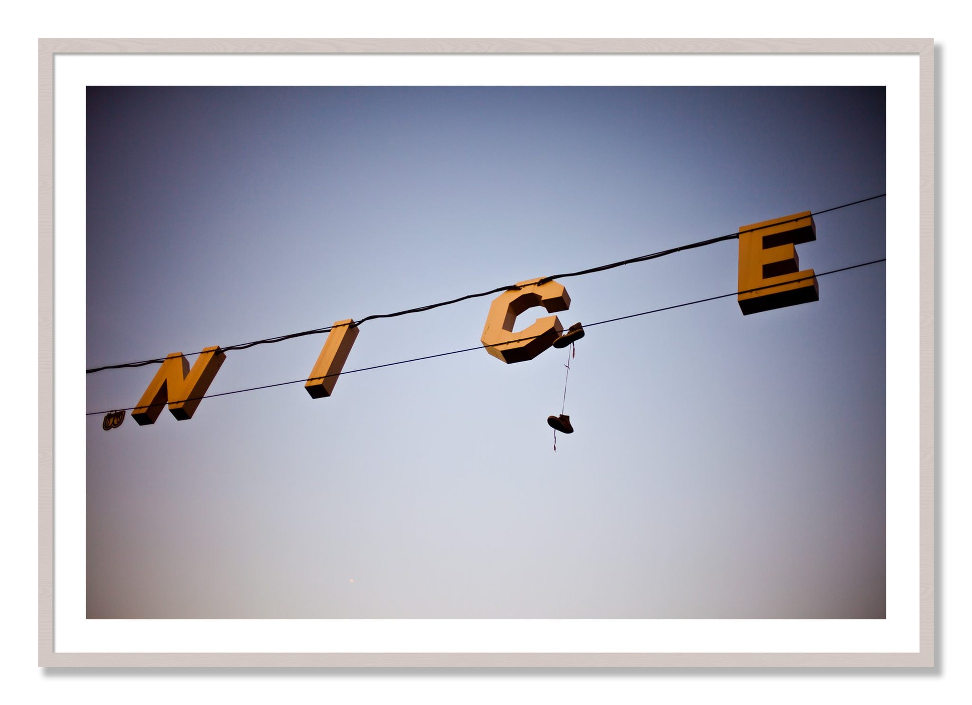 Framed photograph of Venice by Dylan Ozanich, White Maple frame, Borders