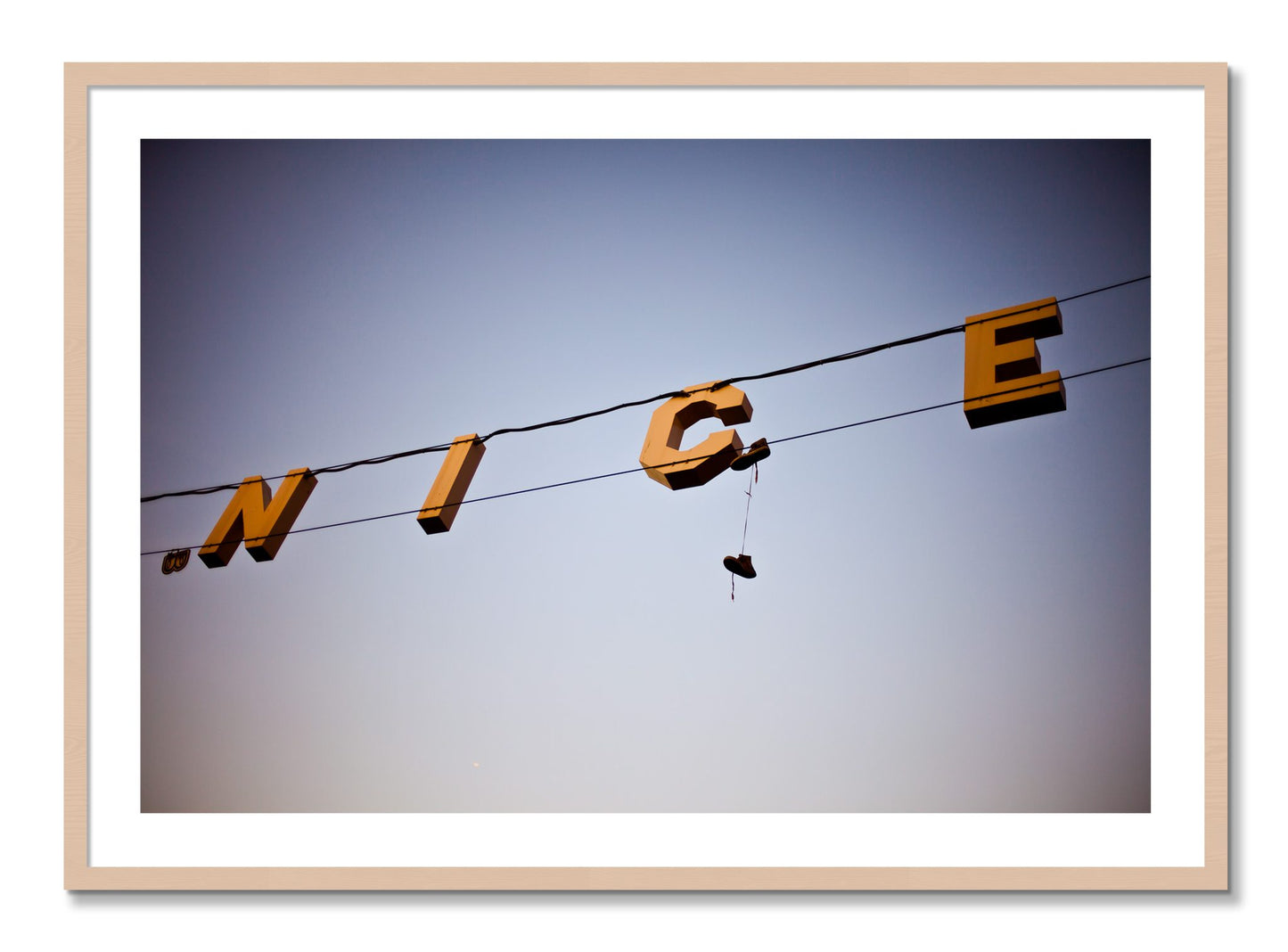 Framed photograph of Venice by Dylan Ozanich, Maple frame, Borders