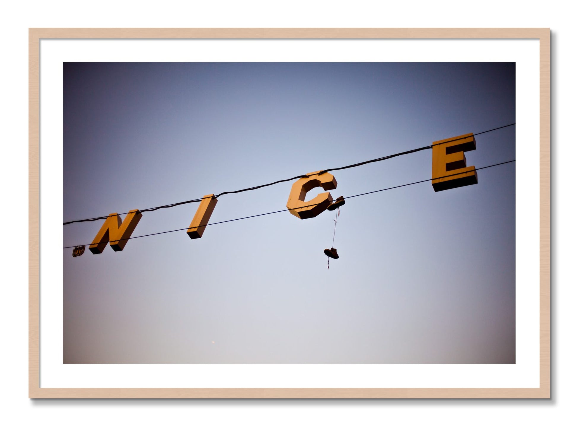 Framed photograph of Venice by Dylan Ozanich, Maple frame, Borders