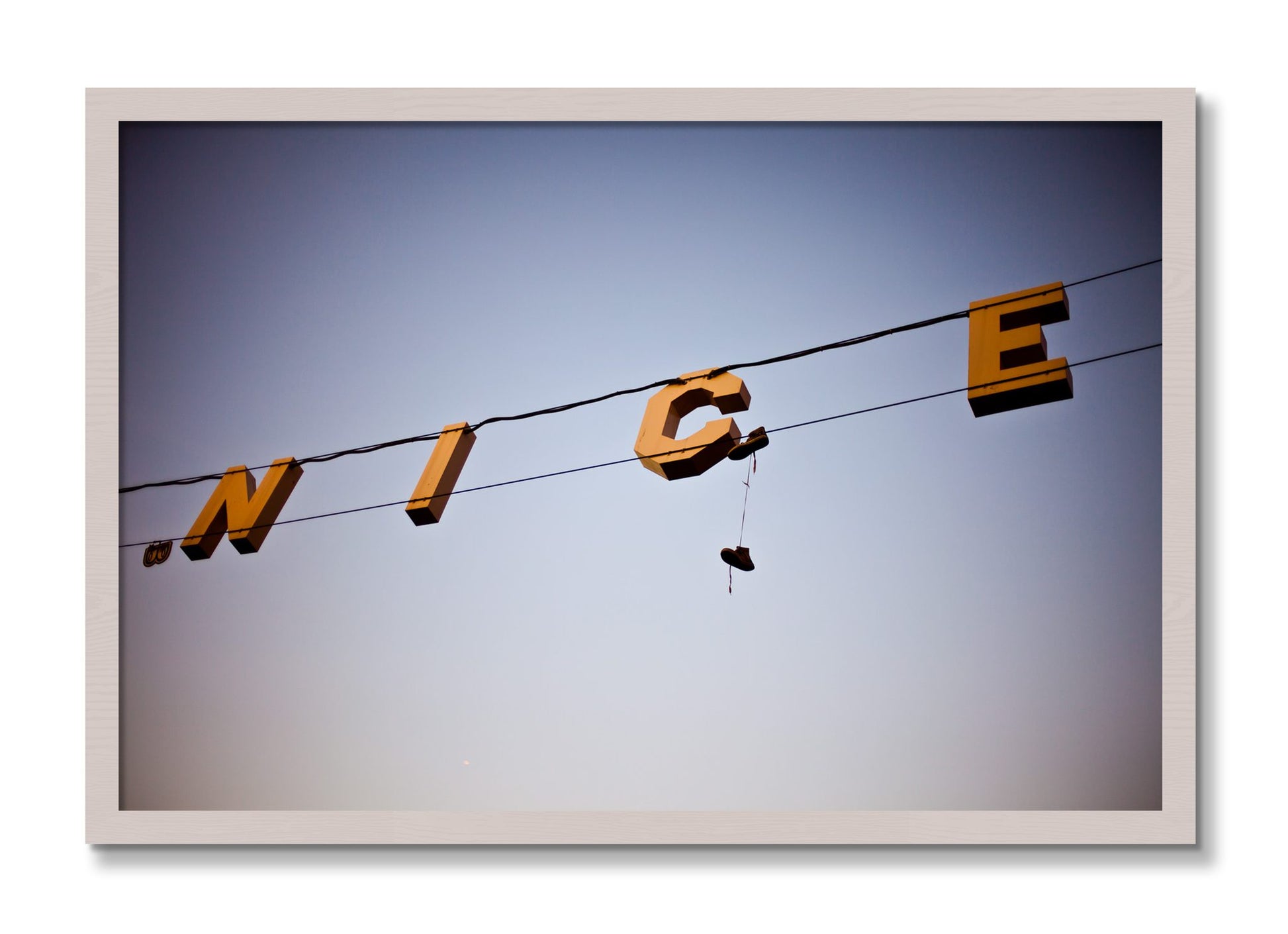 Framed photograph of Venice by Dylan Ozanich, White Maple frame, Full Bleed