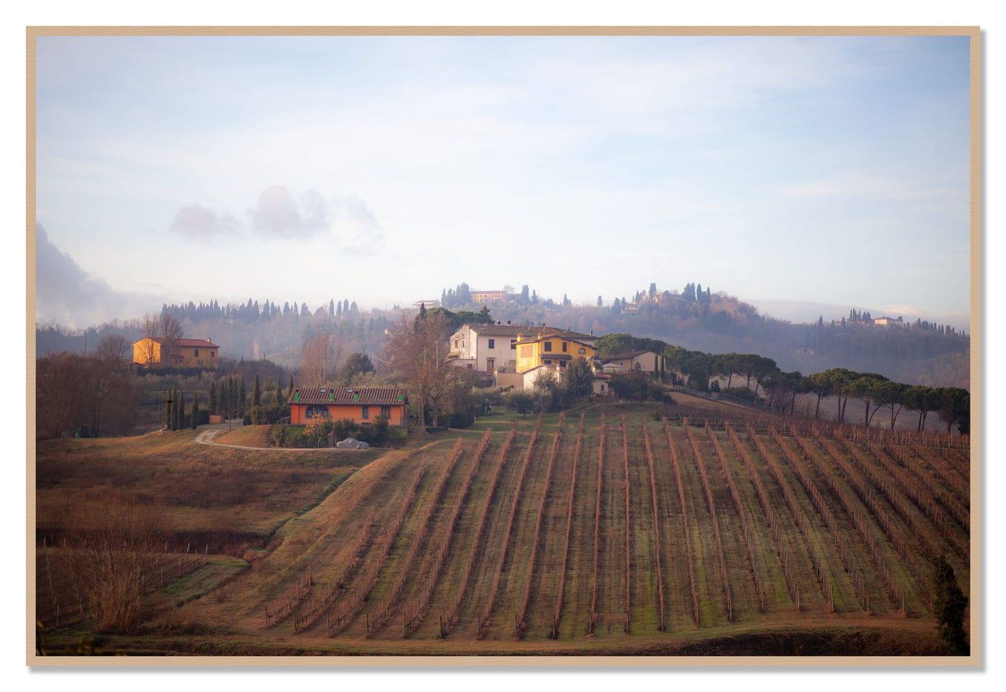 Villa by Dylan Ozanich, 48×72 Full Bleed Print in an Oak frame