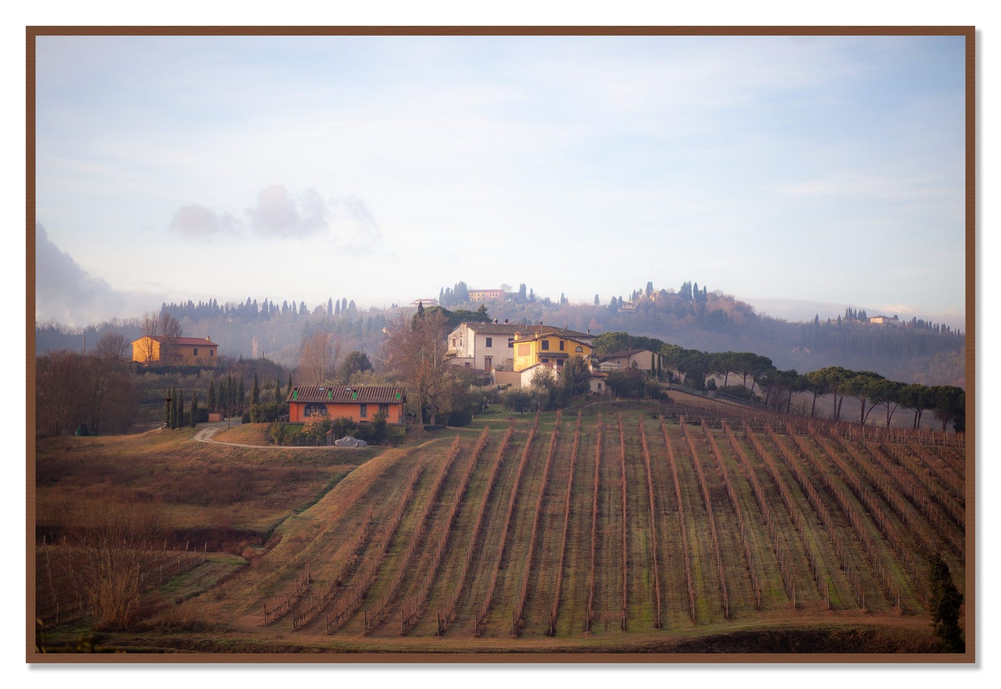 Villa by Dylan Ozanich, 48×72 Full Bleed Print in a Walnut frame