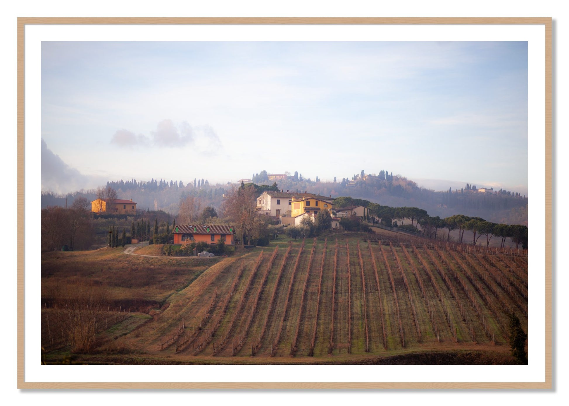 Framed photograph of Villa by Dylan Ozanich, Oak frame, Borders