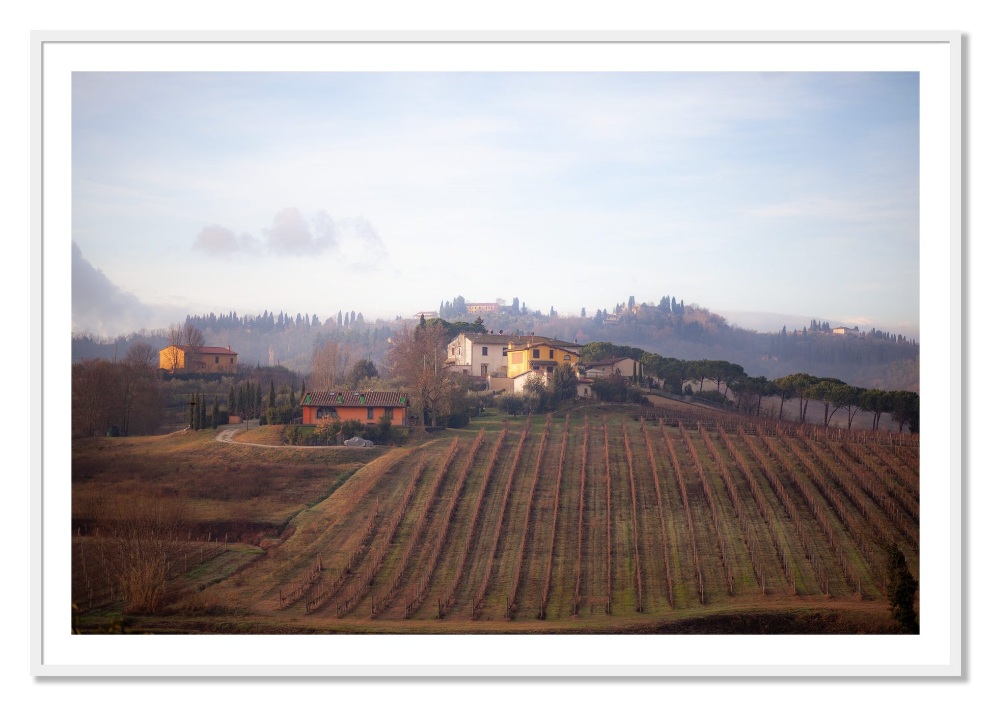 Framed photograph of Villa by Dylan Ozanich, White frame, Borders