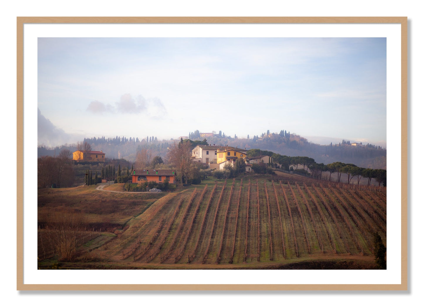 Framed photograph of Villa by Dylan Ozanich, Oak frame, Borders