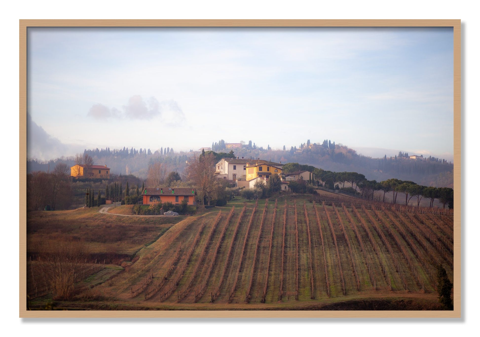 Framed photograph of Villa by Dylan Ozanich, Oak frame, Full Bleed