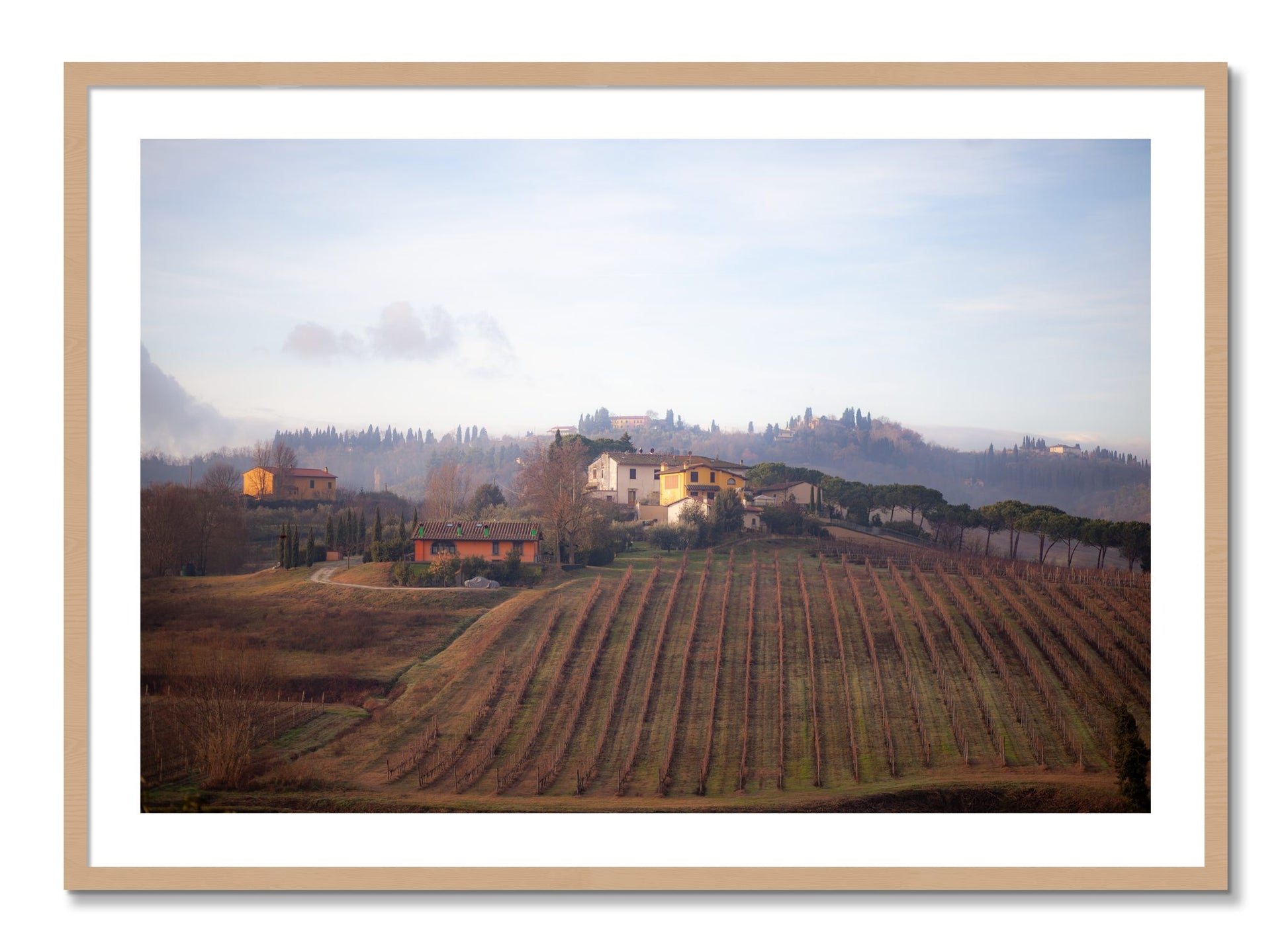 Framed photograph of Villa by Dylan Ozanich, Oak frame, Borders