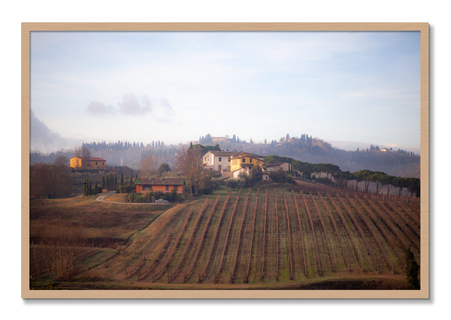 Framed photograph of Villa by Dylan Ozanich, Oak frame, Full Bleed