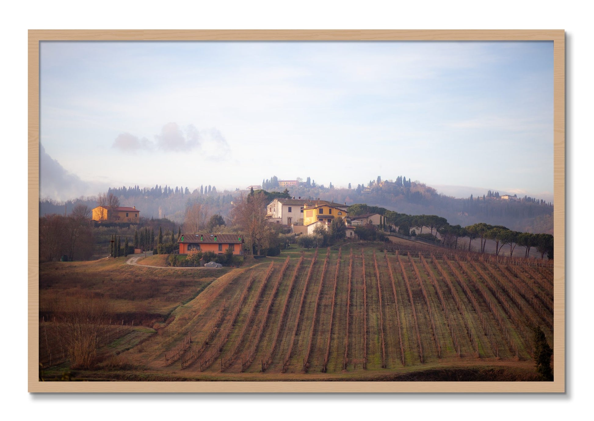 Framed photograph of Villa by Dylan Ozanich, Oak frame, Full Bleed