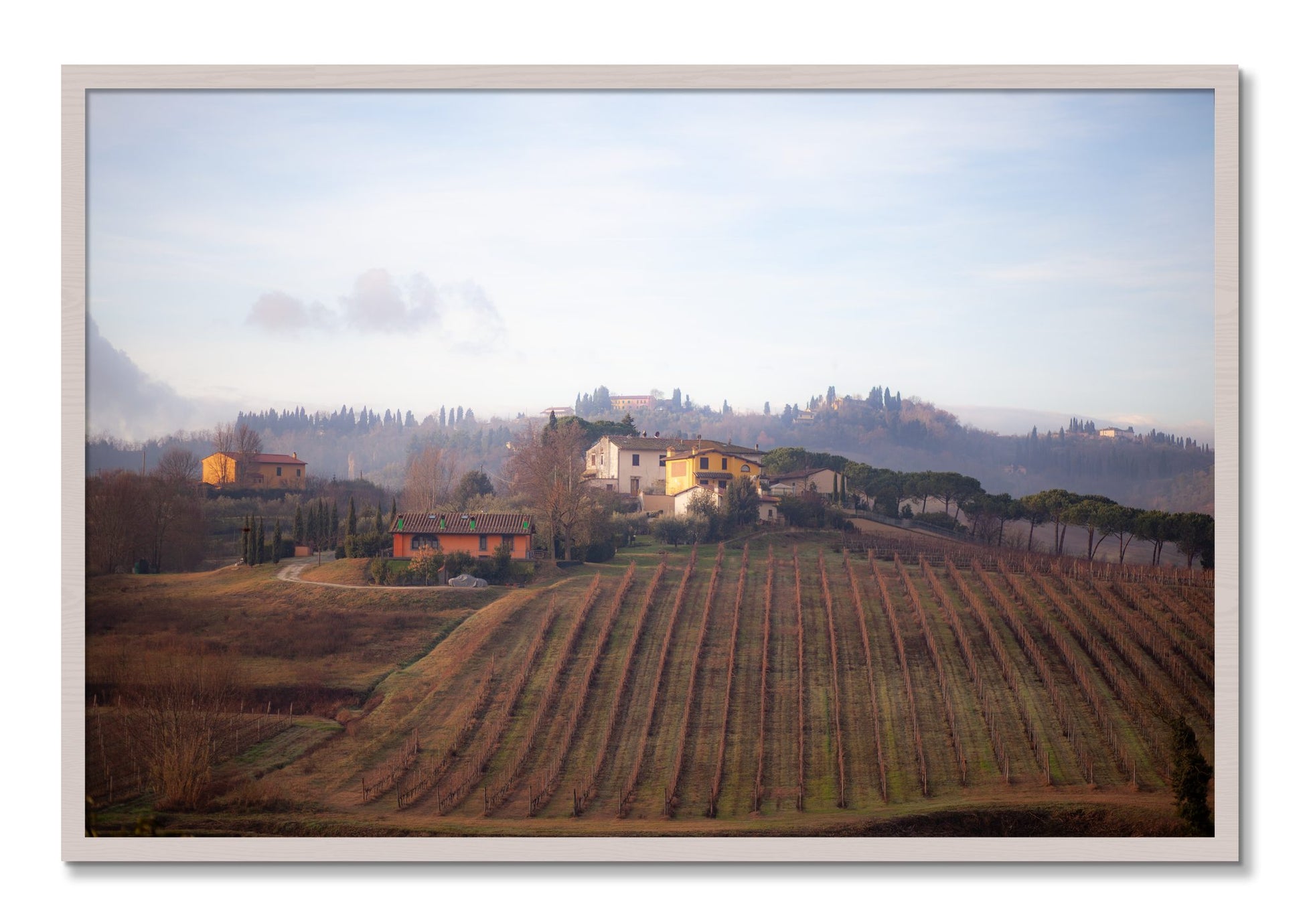 Framed photograph of Villa by Dylan Ozanich, White Maple frame, Full Bleed