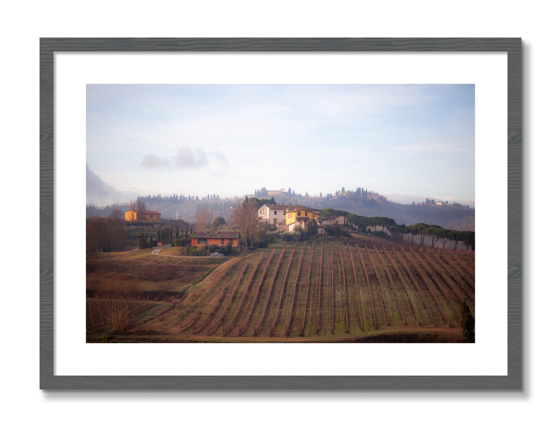 Framed photograph of Villa by Dylan Ozanich, Grey frame, Borders