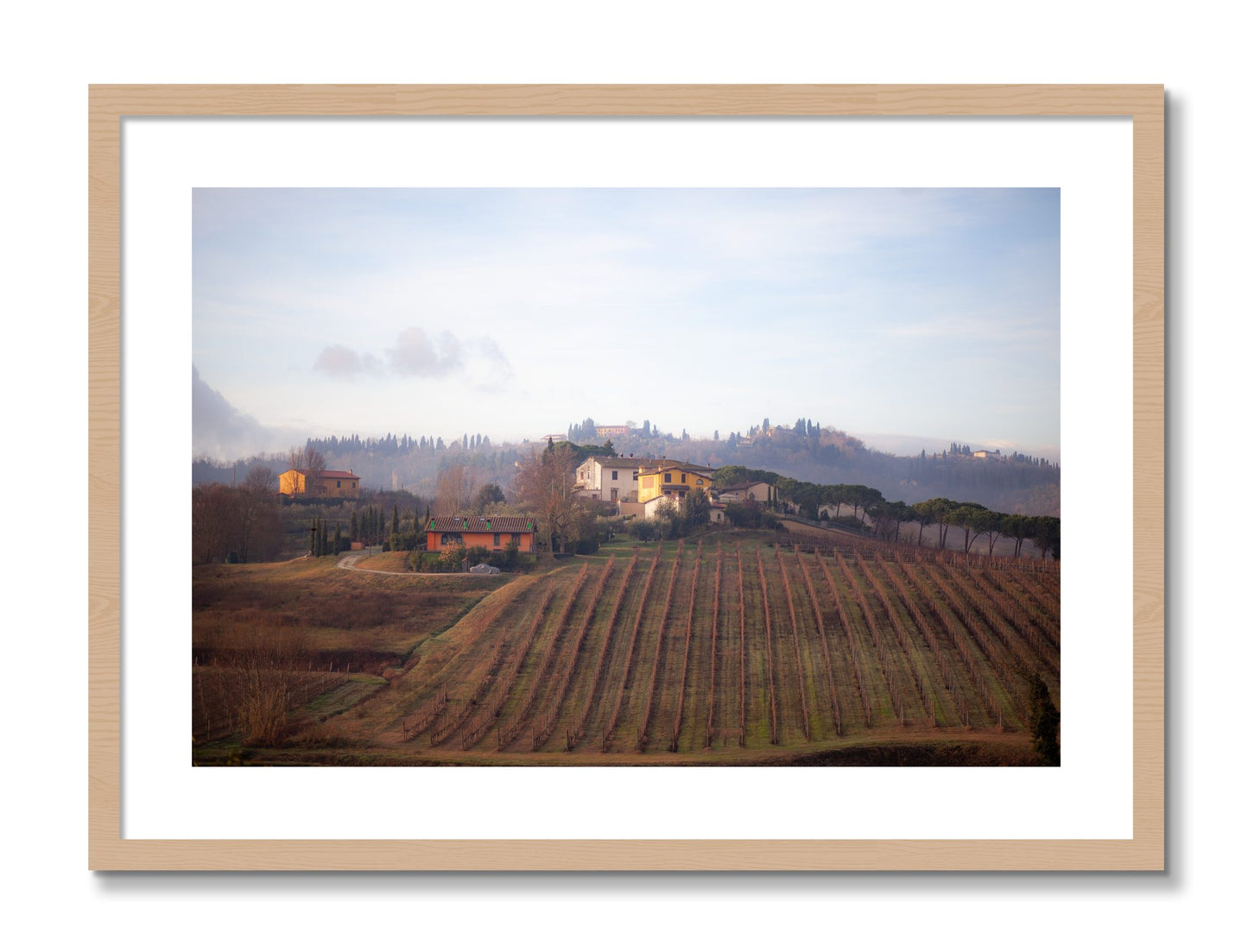 Framed photograph of Villa by Dylan Ozanich, Oak frame, Borders