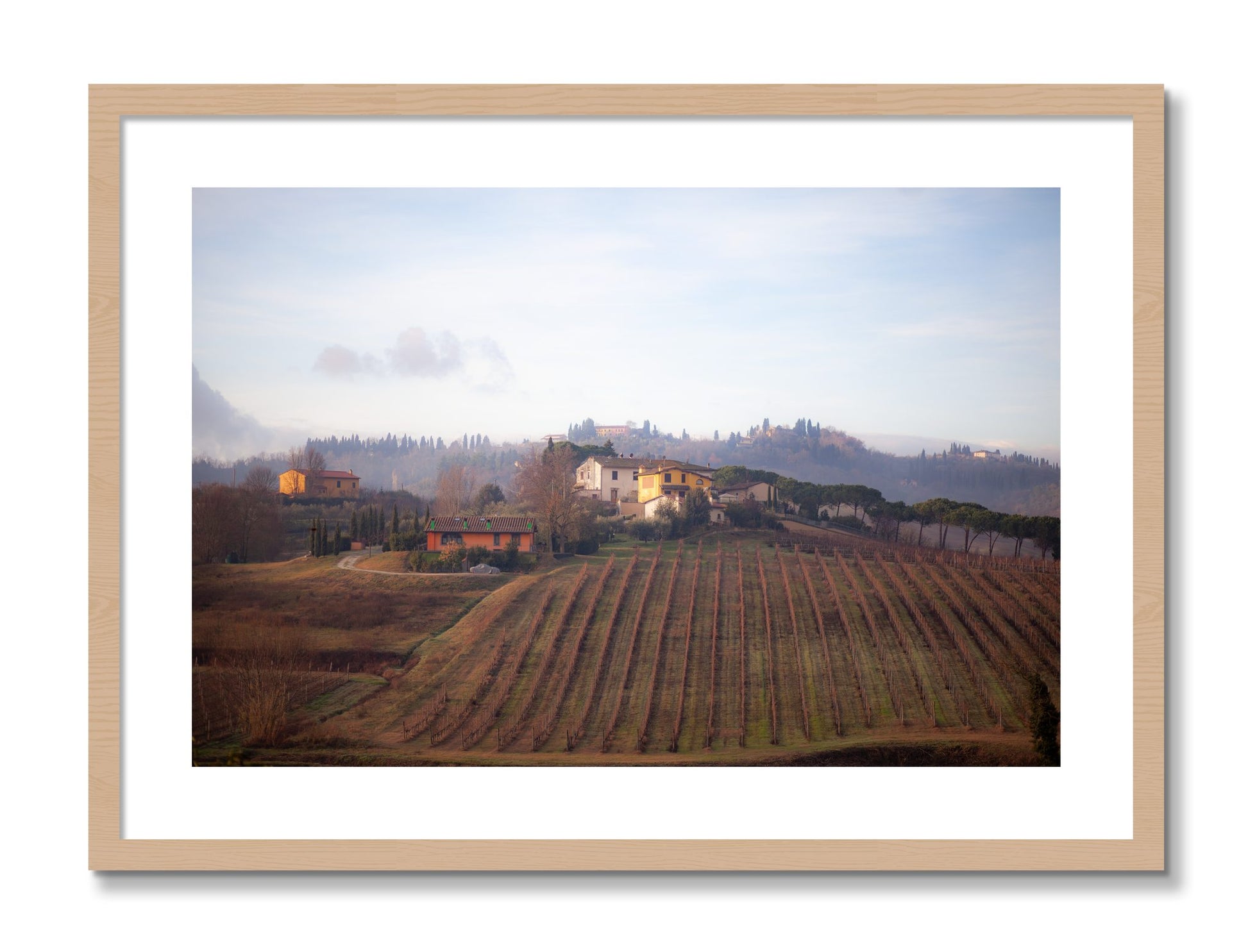 Framed photograph of Villa by Dylan Ozanich, Oak frame, Borders