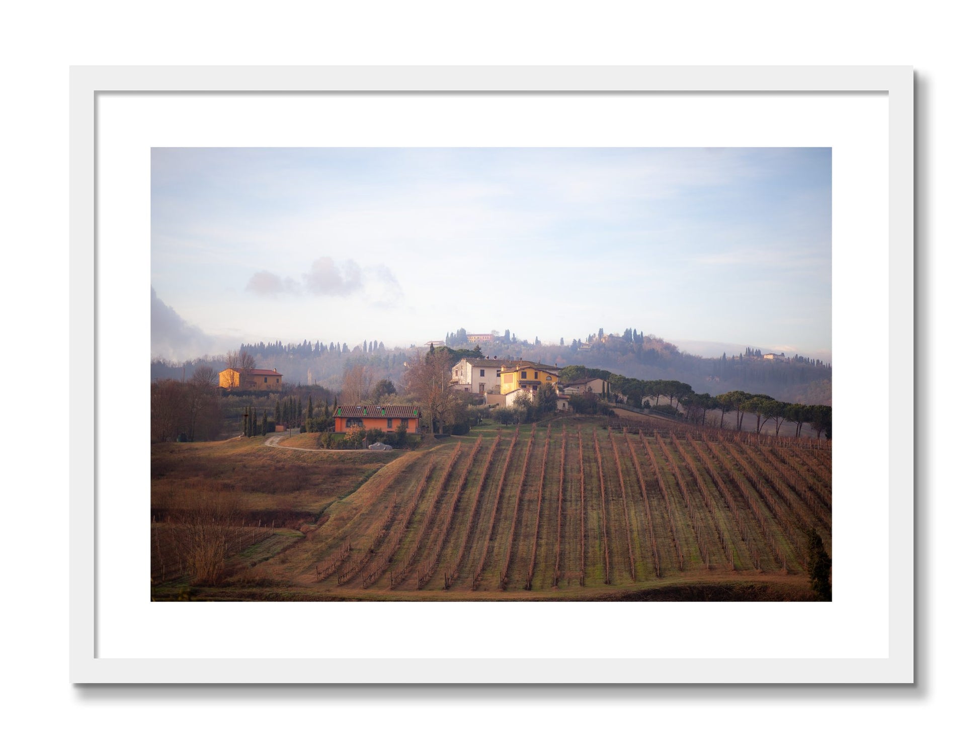 Framed photograph of Villa by Dylan Ozanich, White frame, Borders
