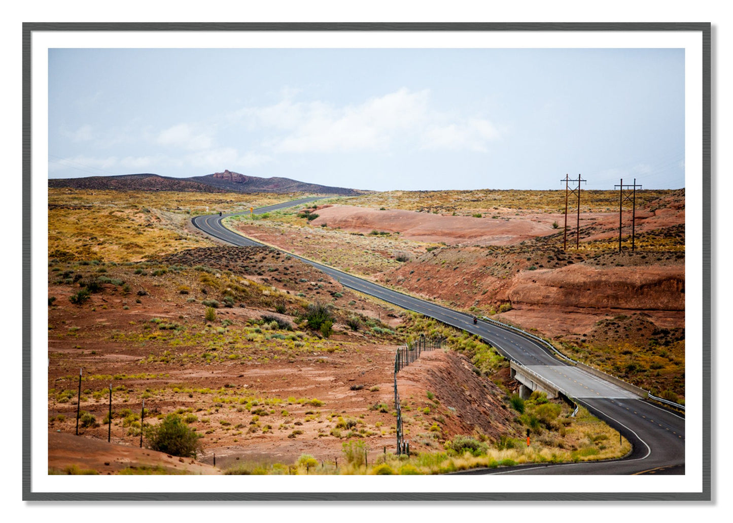 We Rode by Dylan Ozanich, 48×72 print with a White Border in a Grey frame