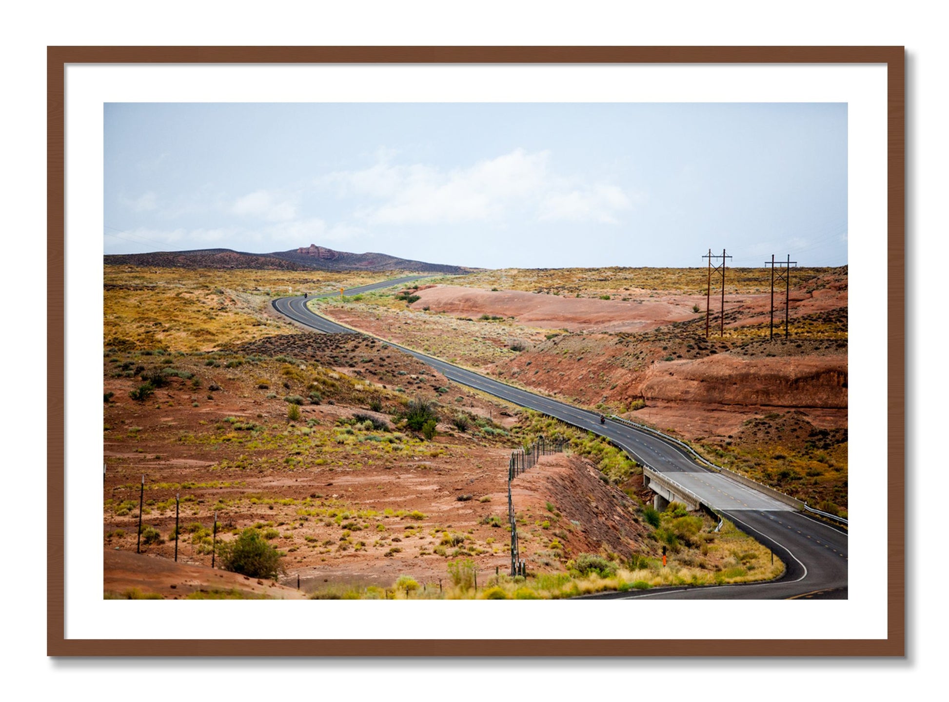 Framed photograph of We Rode by Dylan Ozanich, Walnut frame, Borders