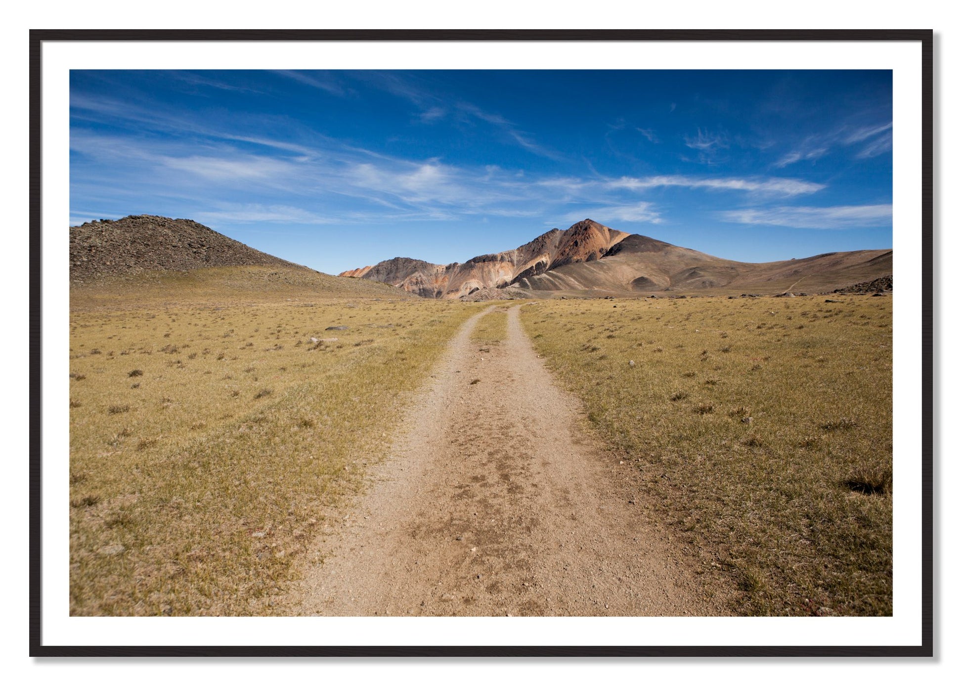 Framed photograph of White Mountain by Dylan Ozanich, Black Walnut frame, Borders