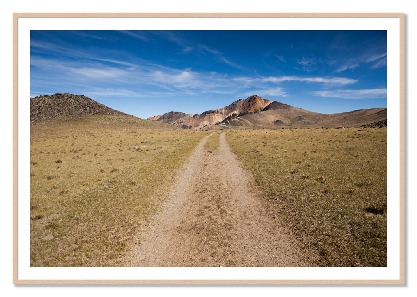 Framed photograph of White Mountain by Dylan Ozanich, Maple frame, Borders