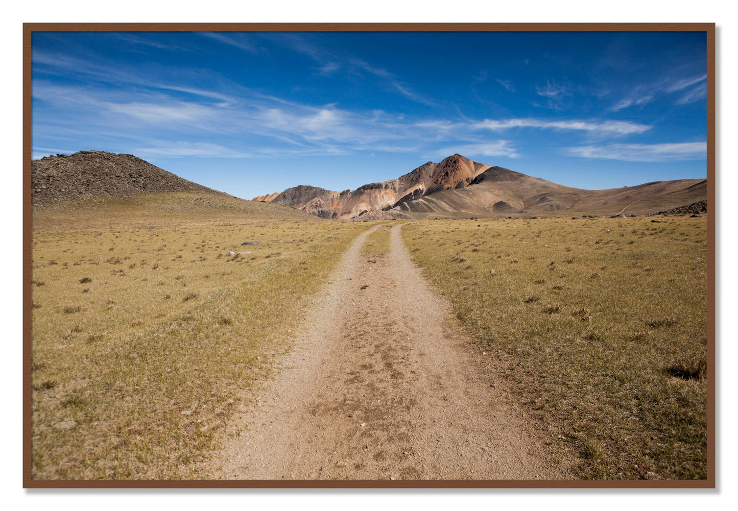 Framed photograph of White Mountain by Dylan Ozanich, Walnut frame, Full Bleed