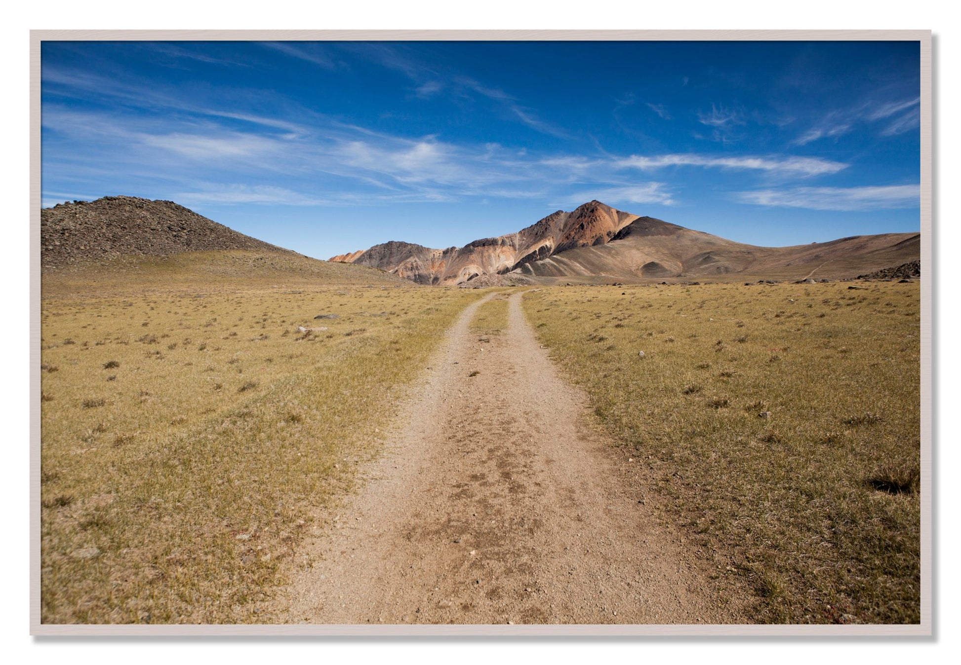 Framed photograph of White Mountain by Dylan Ozanich, White Maple frame, Full Bleed