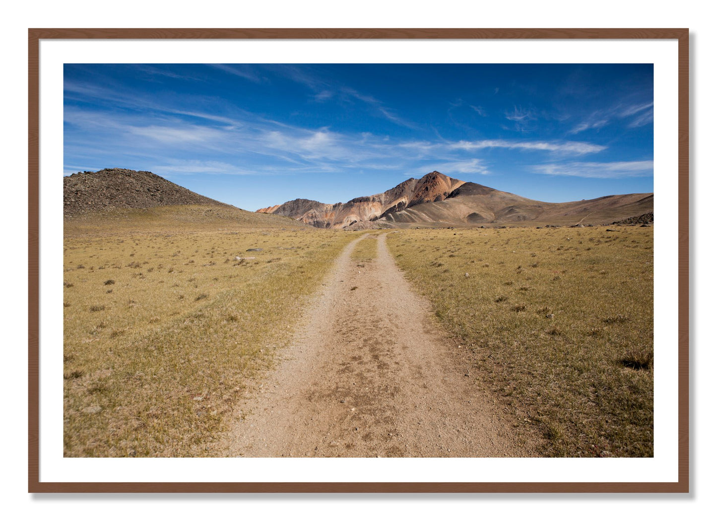 Framed photograph of White Mountain by Dylan Ozanich, Walnut frame, Borders