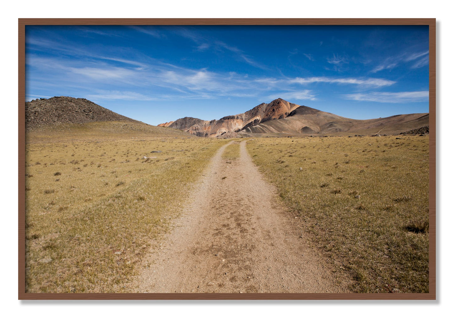 Framed photograph of White Mountain by Dylan Ozanich, Walnut frame, Full Bleed