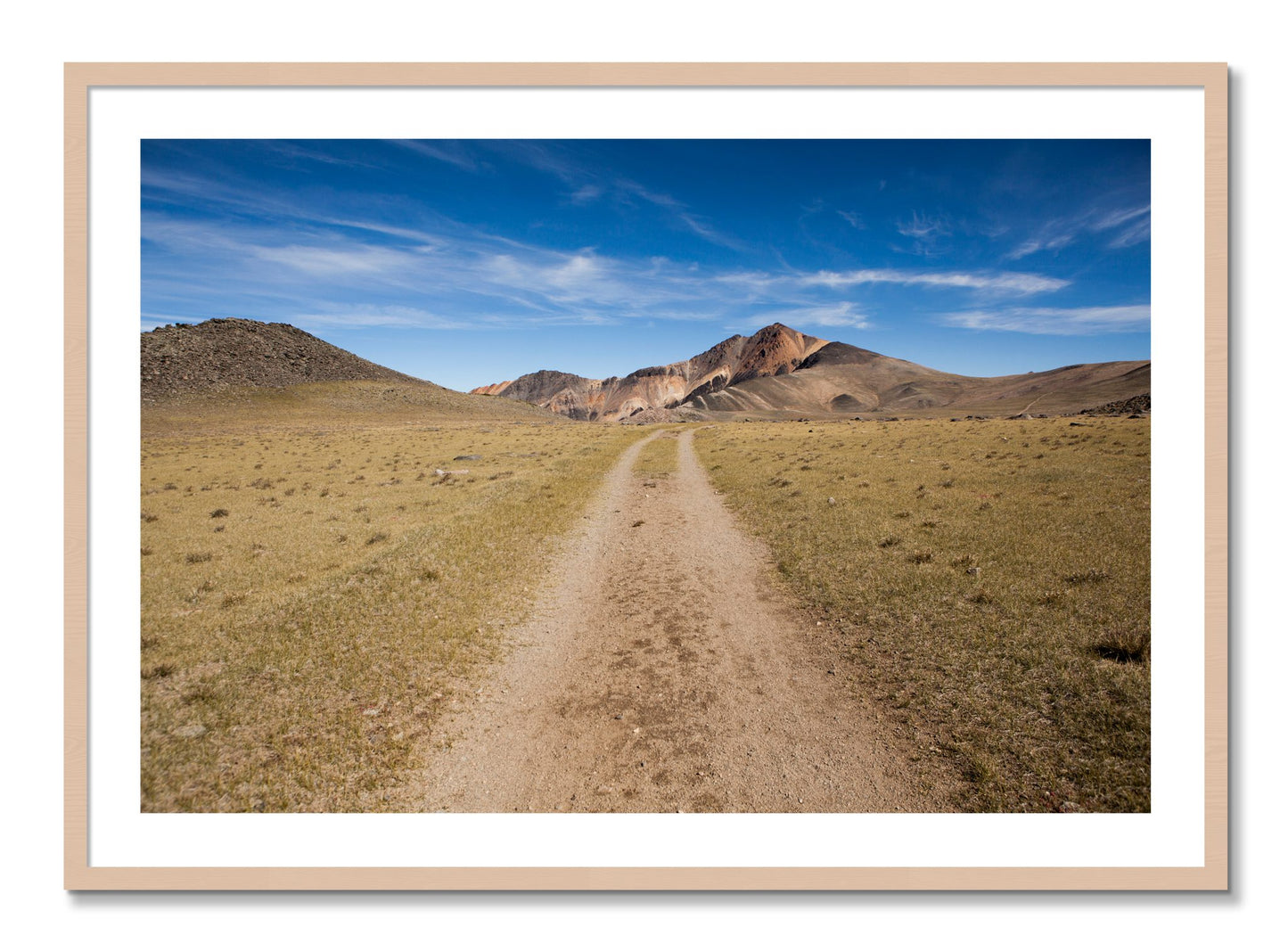 Framed photograph of White Mountain by Dylan Ozanich, Maple frame, Borders