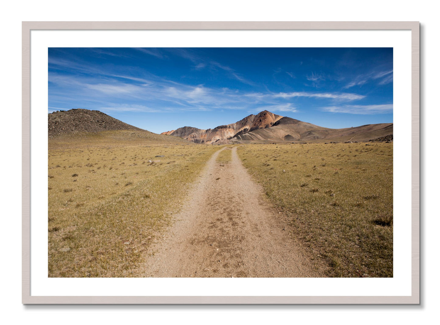 Framed photograph of White Mountain by Dylan Ozanich, White Maple frame, Borders
