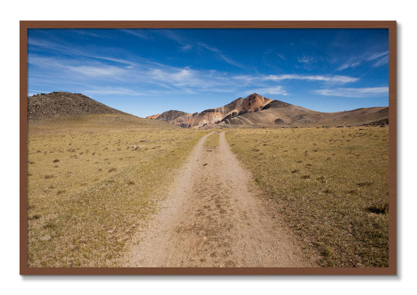 Framed photograph of White Mountain by Dylan Ozanich, Walnut frame, Full Bleed