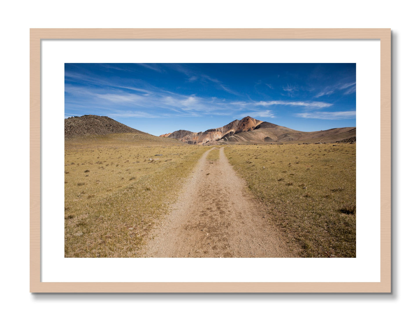 Framed photograph of White Mountain by Dylan Ozanich, Maple frame, Borders