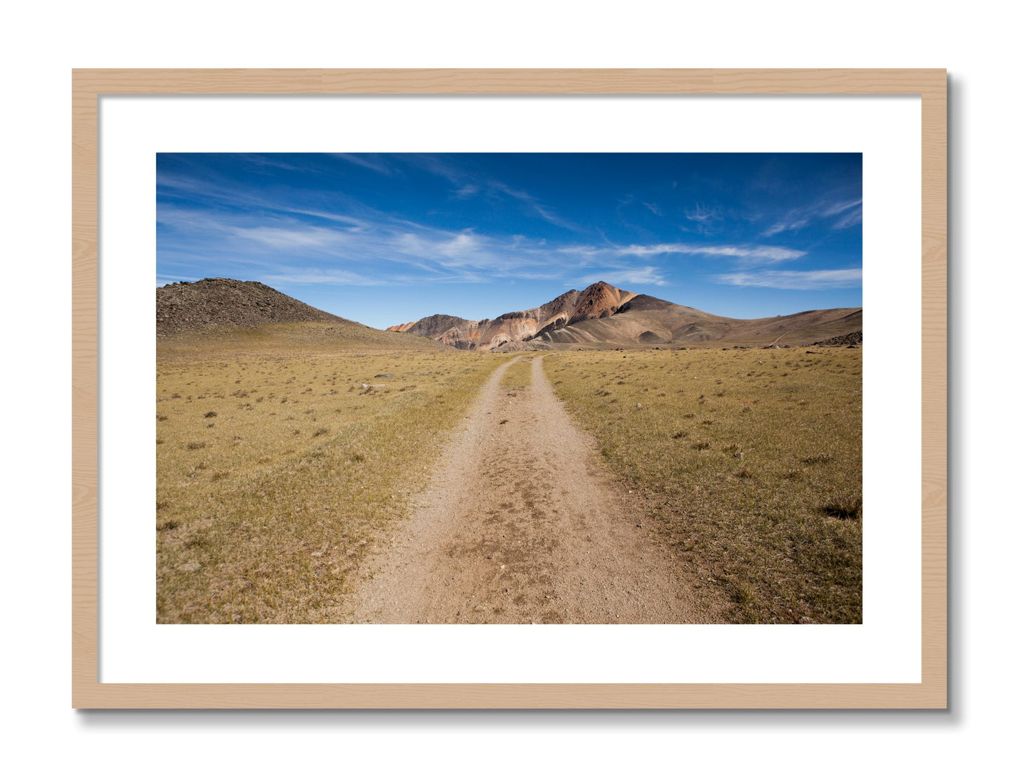 Framed photograph of White Mountain by Dylan Ozanich, Oak frame, Borders